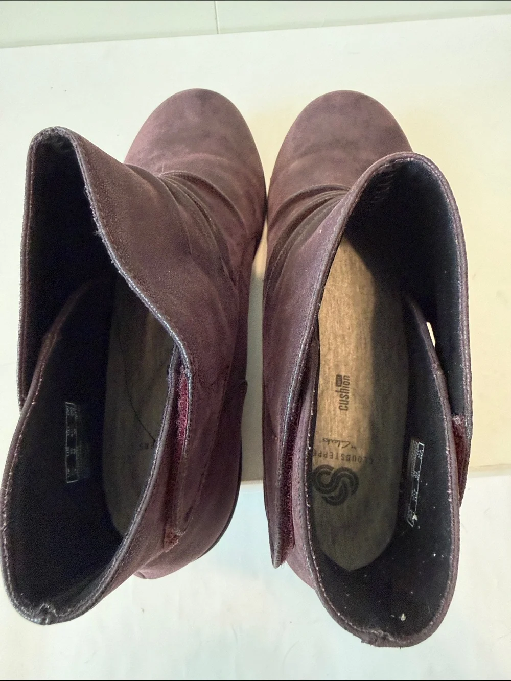 Women’s Clark’s Cloudsteppers Casual Burgundy Ankle Boots - Slip-On Comfort